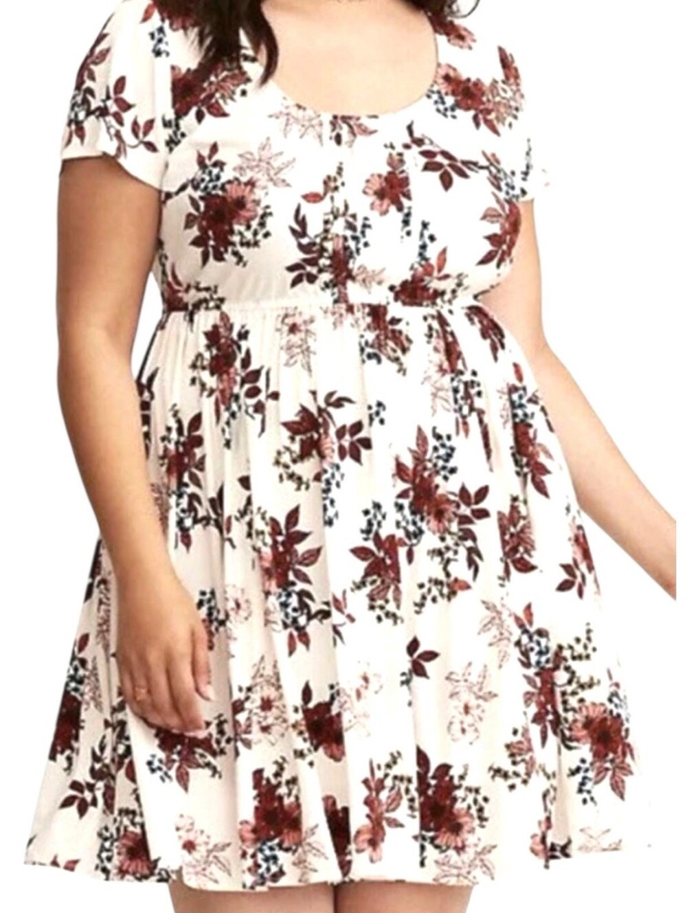 Torrid Fall Floral Challis Pintuck Skater Dress Cap Sleeve Scoop Neck NWT Sz 3X
